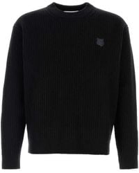 Maison Kitsuné - Fox Head Wool Ribbed Jumper - Lyst