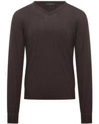 FILIPPO DE LAURENTIIS - Wool V-neck Sweater Brown - Lyst