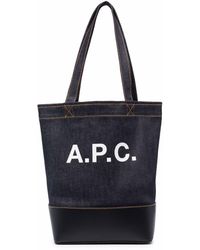 A.P.C. - Axelle Logo-print Denim And Leather Tote Bag - Lyst