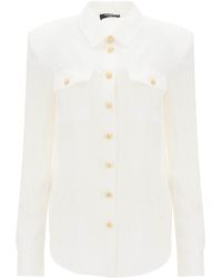 Balmain - Silk Shirt With Padded Shoulders - Lyst
