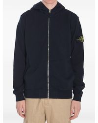 Stone Island - Midnight Cotton Hoodie With Patch Logo Sleeve - Lyst