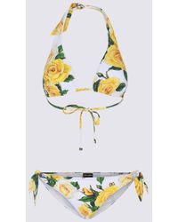 Dolce & Gabbana - White, Yellow And Green Bikini Set - Lyst