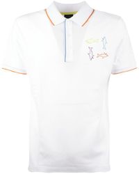 Paul & Shark - Cotton Pique Polo Shirt With Shark Print - Lyst