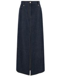 Brunello Cucinelli - Maxi Skirt With Contrasting Stitching - Lyst