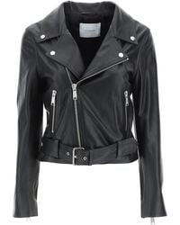 IVY & OAK Ivy E Oak Short Leather Biker Jacket - Black