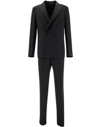Tagliatore - Black Double-breasted Tuxedo With Peak Revers In Wool Man - Lyst