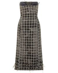 DIESEL - Long Pied De Poule Bustier Dress - Lyst