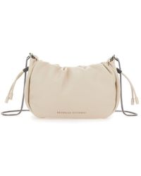 Brunello Cucinelli - 'Mellow' Crossbody Bag With Drawstring Closure And Chain Shoulder Strap - Lyst