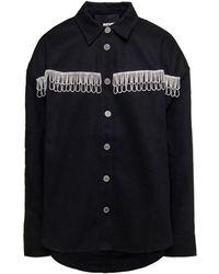 ROTATE BIRGER CHRISTENSEN - Oversized Shirt With Rhinestone Fringes And Logo Detail - Lyst
