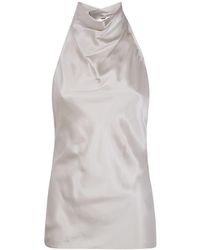 Balmain - Halterneck Crepe Satin Top - Lyst