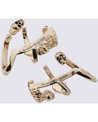 Alexander McQueen Gold Tone Brass And Swarovski Crystal Earrings - Metallic