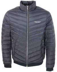 Armani Exchange - Light Down Jacket With Logoed And Elasticated Edges And Zip Closure - Lyst