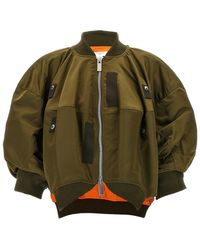 Sacai - Short-Sleeve Cropped Jacket - Lyst