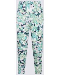 Dries Van Noten - Turquoise And Blue Floreal Pants - Lyst