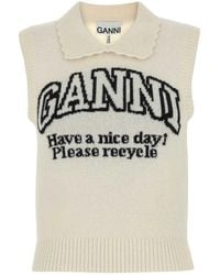 Ganni - Cream Logoed Vest - Lyst