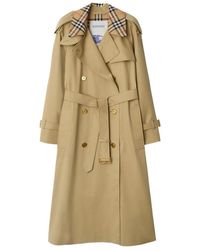 Burberry - Check Collar Long Castleford Trench Coat - Lyst