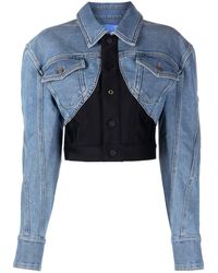 Mugler Corset-style Denim Jacket - Blue