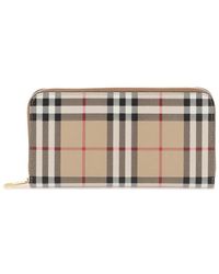 Burberry - Large Zip-around Check Wallet - Lyst