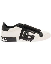 Dolce & Gabbana - 'Vintage Portafino' Low Top Sneakers With Dg Patch - Lyst