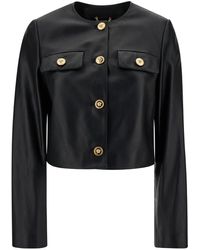 Versace - Cropped Leather Jacket - Lyst