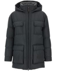 Brunello Cucinelli - Knitted Neck Down Jacket Puffer Jackets - Lyst