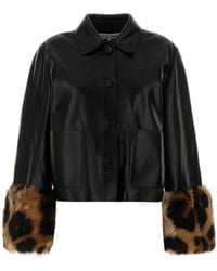 Loewe - Leopard-Print Shearling-Trimmed Glossed-Leather Jacket - Lyst