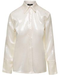 FEDERICA TOSI - Cream Shirt With Sequins All Over - Lyst