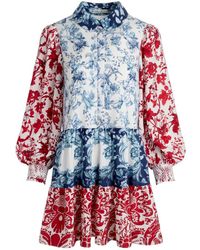 Alice + Olivia - Paulie Floral Print Short Dress - Lyst