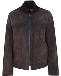 Ibrigu - Reversible Leather Bomber Jacket - Lyst