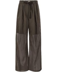 Brunello Cucinelli - Ergonomic Loose Cotton Organza Trousers With Belt - Lyst