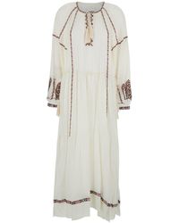 Isabel Marant - Florenza' Long Dress With Tie Neck - Lyst