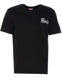 KENZO Tiger-print Cotton T-shirt in Black for Men | Lyst