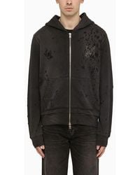 Amiri - Black Zip Sweatshirt With Wear - Lyst