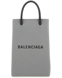 Balenciaga - Grey Leather Phone Case - Lyst