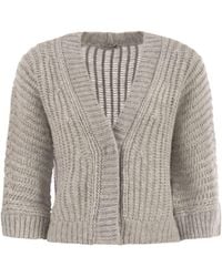 Peserico - Wool And Alpaca Mesh Cardigan - Lyst