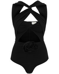 Magda Butrym - Cut-out Bodysuit With Rose Applique - Lyst