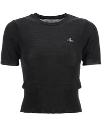 Vivienne Westwood - Short-sleeve Sweater With Orb Embroidery - Lyst