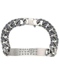MM6 by Maison Martin Margiela - Minimal Logo Id Tag Curb Bracelet - Lyst