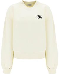 Off-White c/o Virgil Abloh - Crew-Neck Sweatshirt With Flocked Logo - Lyst