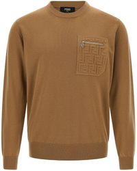 Fendi - Embossed-Pocket Wool Sweater - Lyst