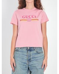 Gucci - Cotton Jersey T-Shirt With Logo Print - Lyst