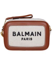 Balmain - B-army Camera Case Bag In Canvas Natural Color - Lyst