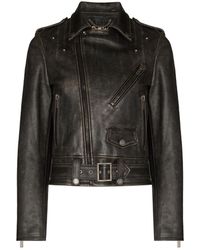 Golden Goose - Distressed-effect Leather Biker Jacket - Lyst