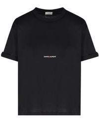 Saint Laurent - Logo Crewneck T-shirt - Lyst