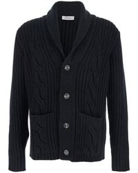 Kangra Cashmere - Interwoven Knit Cardigan With Shawl Collar - Lyst