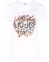 Liu Jo Rhinestone-embellished Logo T-shirt - White