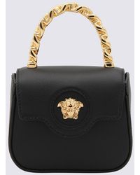 Versace - Black Leather Medusa Handle Bag - Lyst