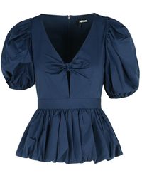 ROTATE BIRGER CHRISTENSEN - Dark Blue Cotton Blouse - Lyst