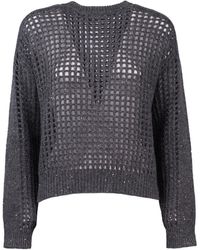 Brunello Cucinelli - Sparkling Net Sweater In Cashmere Wool And Mohair - Lyst