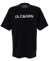 Dolce & Gabbana - Crewneck T-Shirt With Contrasting Logo - Lyst